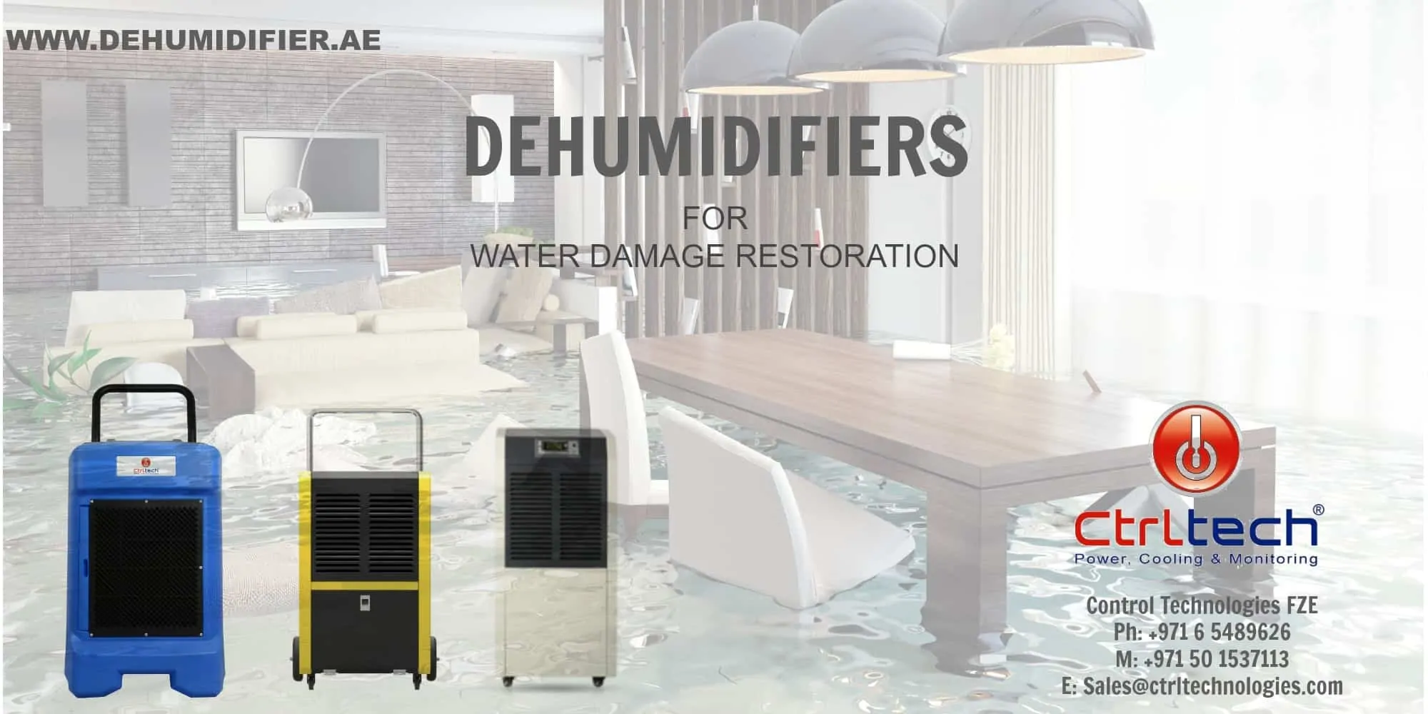 Dehumidifier and air movers for damage restoration.