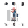 Internal components of basement dehumidifier.